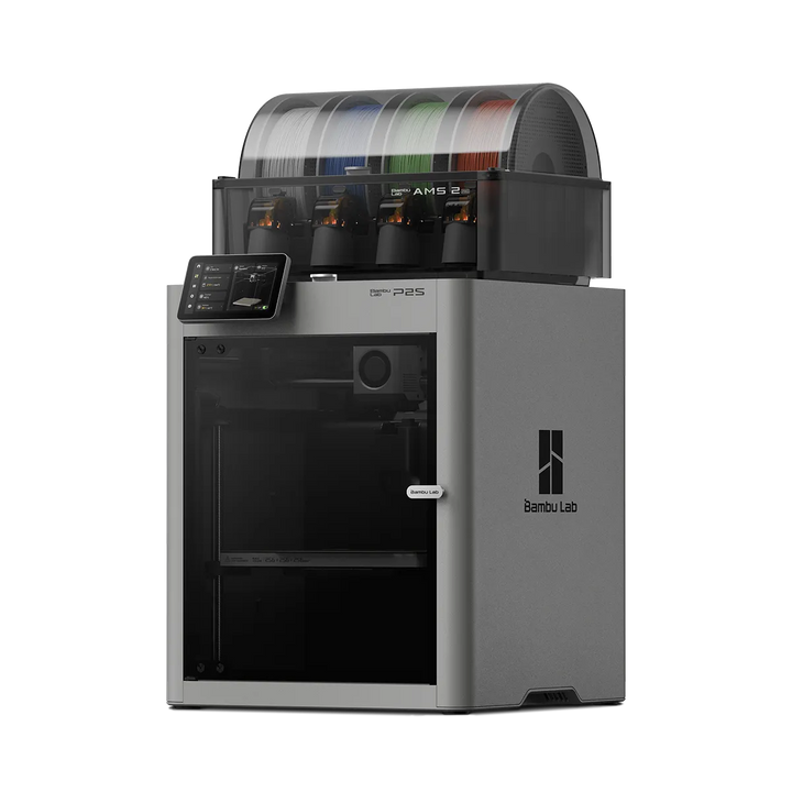 Bambu Lab P2S с AMS 2 Pro отпрeд, четири ролки, многоцветен печат и обем 256×256×256 мм