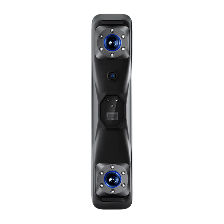 Revopoint MetroX 3D скенер, фронтално, 14 кръстосани линии и 2 MP RGB камера.
