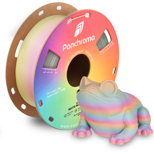 Филамент за 3D принтер Panchroma PLA Matte Pastel Rainbow с ефектен пастелен преливащ цвят, подходящ за атрактивни и забавни проекти.
